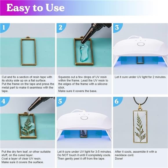 UV Resin Kit with Light,153Pcs Resin Jewelry MakingKit with Highly Clear UVResin - Picture 6 of 6